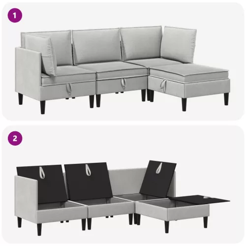  Nappali bútor szett 4 pcs Világosszürke Szövet