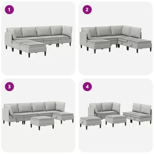  Nappali bútor szett 6 pcs Világosszürke Szövet