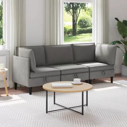  Nappali bútor szett 3 pcs Sötétszürke Szövet