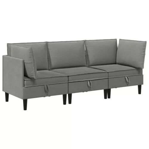  Nappali bútor szett 3 pcs Sötétszürke Szövet