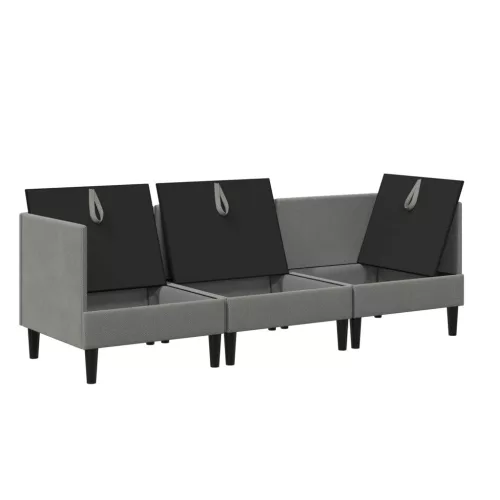  Nappali bútor szett 3 pcs Sötétszürke Szövet