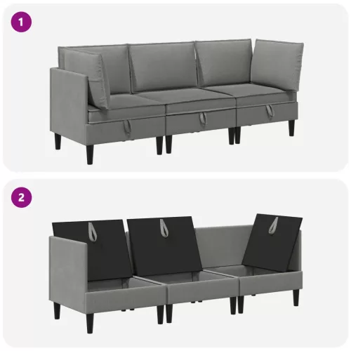  Nappali bútor szett 3 pcs Sötétszürke Szövet