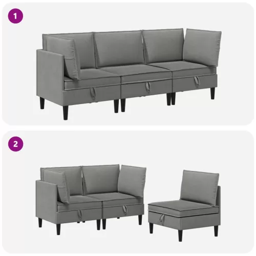  Nappali bútor szett 3 pcs Sötétszürke Szövet