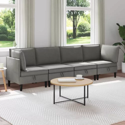  Nappali bútor szett 4 pcs Sötétszürke Szövet
