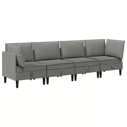  Nappali bútor szett 4 pcs Sötétszürke Szövet