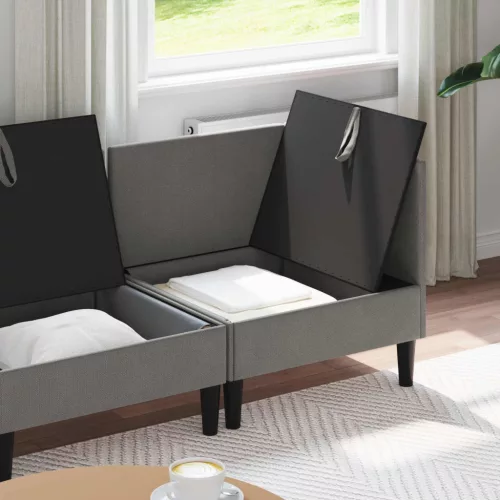  Nappali bútor szett 4 pcs Sötétszürke Szövet