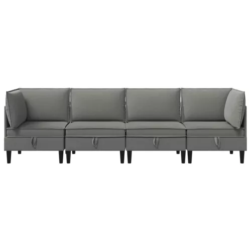  Nappali bútor szett 4 pcs Sötétszürke Szövet
