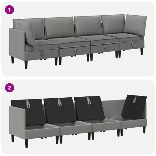  Nappali bútor szett 4 pcs Sötétszürke Szövet