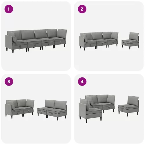  Nappali bútor szett 4 pcs Sötétszürke Szövet
