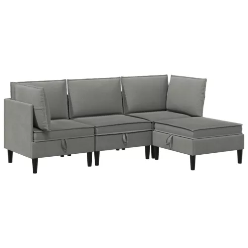 Nappali bútor szett 4 pcs Sötétszürke Szövet