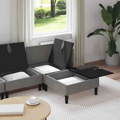  Nappali bútor szett 4 pcs Sötétszürke Szövet