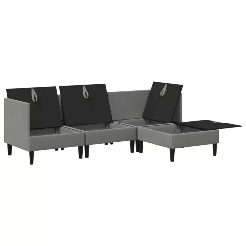  Nappali bútor szett 4 pcs Sötétszürke Szövet
