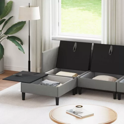 Nappali bútor szett 5 pcs Sötétszürke Szövet