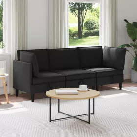  Nappali bútor szett 3 pcs Fekete Szövet