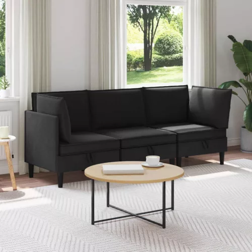  Nappali bútor szett 3 pcs Fekete Szövet