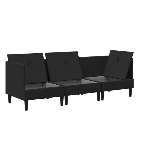  Nappali bútor szett 3 pcs Fekete Szövet