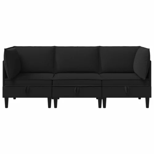 Nappali bútor szett 3 pcs Fekete Szövet