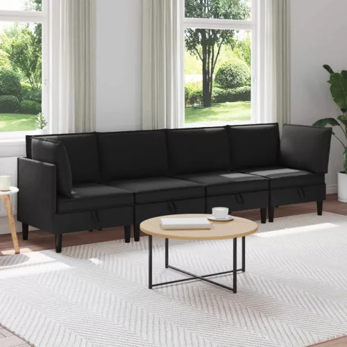  Nappali bútor szett 4 pcs Fekete Szövet