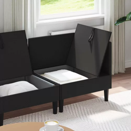  Nappali bútor szett 4 pcs Fekete Szövet