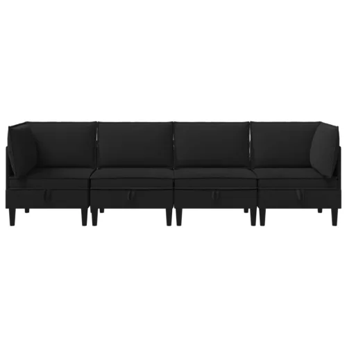  Nappali bútor szett 4 pcs Fekete Szövet