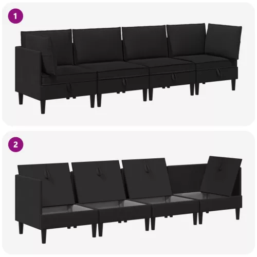  Nappali bútor szett 4 pcs Fekete Szövet