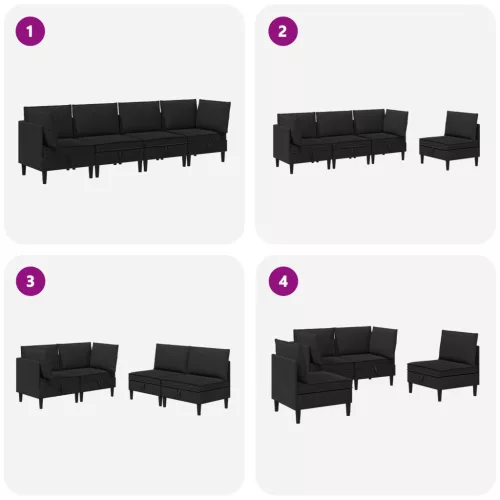  Nappali bútor szett 4 pcs Fekete Szövet