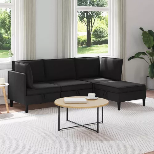  Nappali bútor szett 4 pcs Fekete Szövet