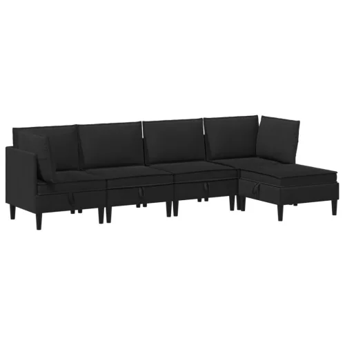  Nappali bútor szett 5 pcs Fekete Szövet