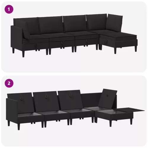  Nappali bútor szett 5 pcs Fekete Szövet