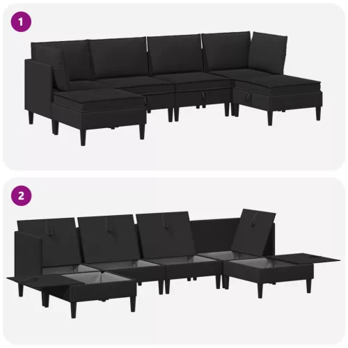  Nappali bútor szett 6 pcs Fekete Szövet