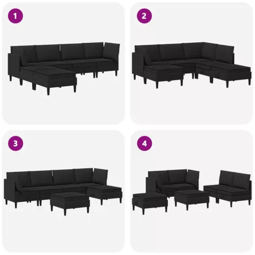  Nappali bútor szett 6 pcs Fekete Szövet