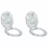  WC ülőke 2 pcs Kék és fehér porcelán 44 x 38 cm MDF lap