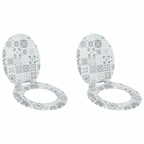    WC ülőke 2 pcs Kék és fehér porcelán 44 x 38 cm MDF lap
