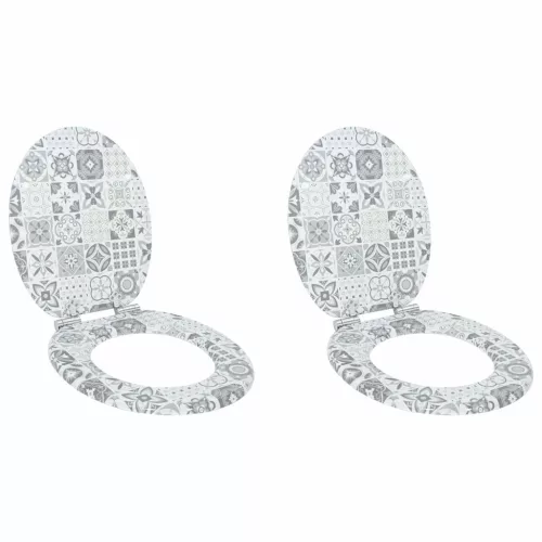  WC ülőke 2 pcs Kék és fehér porcelán 44 x 38 cm MDF lap