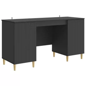    Asztal polcokkal tárolóval Fekete 142,5 x 50 x 75 cm Szerelt Fa