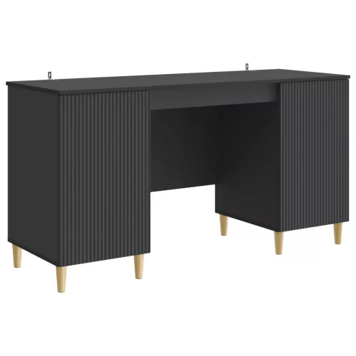  Asztal polcokkal tárolóval Fekete 142,5 x 50 x 75 cm Szerelt Fa