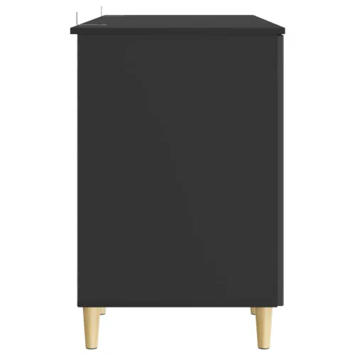  Asztal polcokkal tárolóval Fekete 142,5 x 50 x 75 cm Szerelt Fa