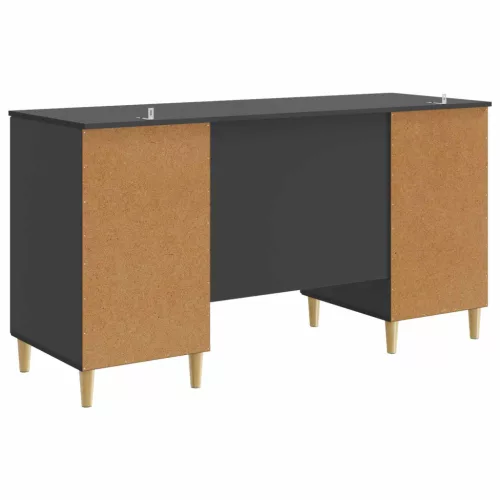  Asztal polcokkal tárolóval Fekete 142,5 x 50 x 75 cm Szerelt Fa