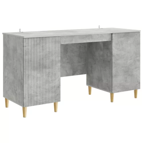 Asztal polcokkal Betonszürke 142,5 x 50 x 75 cm Szerelt Fa