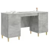  Asztal polcokkal Betonszürke 142,5 x 50 x 75 cm Szerelt Fa