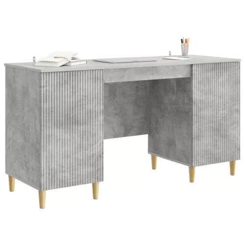  Asztal polcokkal Betonszürke 142,5 x 50 x 75 cm Szerelt Fa