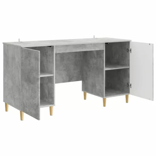  Asztal polcokkal Betonszürke 142,5 x 50 x 75 cm Szerelt Fa