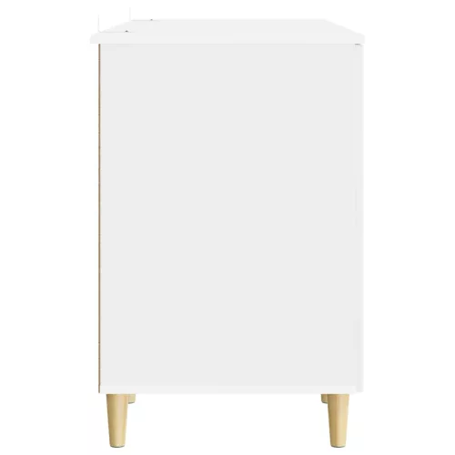  Asztal polcokkal Magasfényű Fehér 142,5 x 50 x 75 cm Szerelt Fa