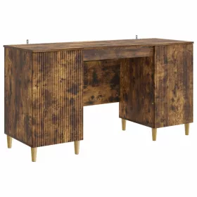    Asztal polcokkal Füstös Tölgy 142,5 x 50 x 75 cm Szerelt Fa