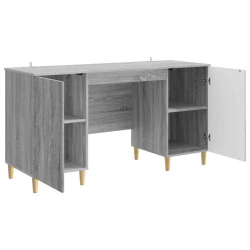  Asztal polcokkal Szürke Sonoma 142,5 x 50 x 75 cm Szerelt Fa