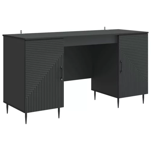  Asztal polcokkal tárolóval Fekete 142,5 x 50 x 75 cm Szerelt Fa