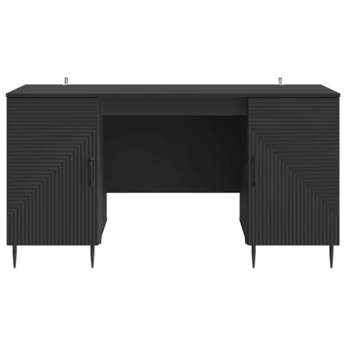  Asztal polcokkal tárolóval Fekete 142,5 x 50 x 75 cm Szerelt Fa