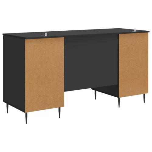  Asztal polcokkal tárolóval Fekete 142,5 x 50 x 75 cm Szerelt Fa