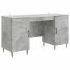  Asztal polcokkal Betonszürke 142,5 x 50 x 75 cm Szerelt Fa
