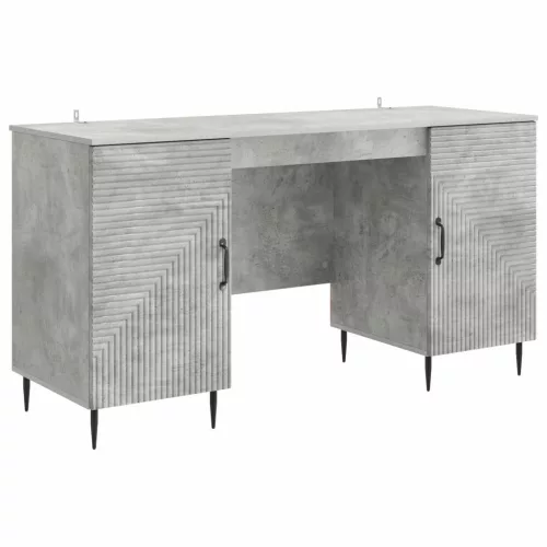  Asztal polcokkal Betonszürke 142,5 x 50 x 75 cm Szerelt Fa